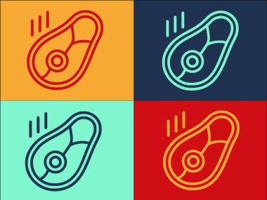 Domuz Bifteği Logo Şablonu, Basit Düz Et Simgesi, Yemek, Domuz eti