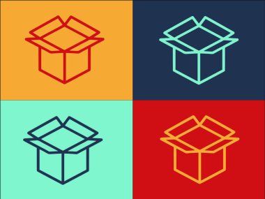 Posta Paketi Logo Şablonu, Paketin Basit Düz Simgesi, Paket, Posta