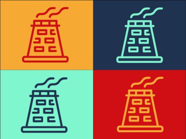 Güç İstasyonu Baca Logo Şablonu, Basit Düz Enerji Simgesi, Baca, Elektrik Şablonu