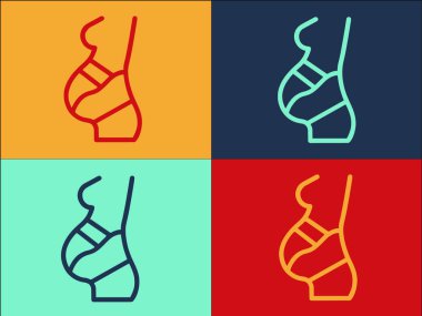 Hamile Bandaj Logosu Şablonu, Basit Düz Tıbbı Simgesi, Hamile, Kadın