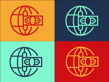 Premium Global Para Aktarım Şablonu, Simgenin Basit Düz Simgesi, Vektör, Para