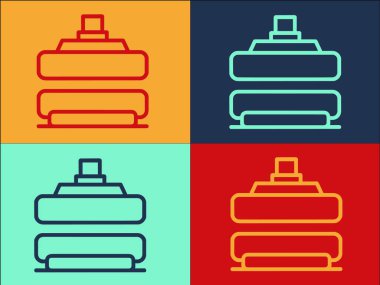 Press Machine Instrument Logo Şablonu, Basit Düz Araç Simgesi, Üretim, Ekipman