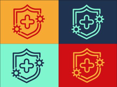 Probiyotik Kalkanı Logo Şablonu, Basit Düz Tıbbi, Kalkan, Probiyotik Simgesi