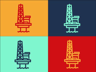 Üretim Denizi Sondaj Şablonu, Platformun Basit Düz Simgesi, Üretim, Deniz