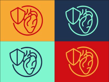 Korunan Kalp Logosu Şablonu, Basit Düz Kalp Simgesi, Korunma, Bakım