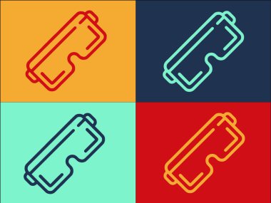 Koruyucu Tıbbi Gözlük Logo Şablonu, Basit Düz Tıbbı Koruma Simgesi, Virüs