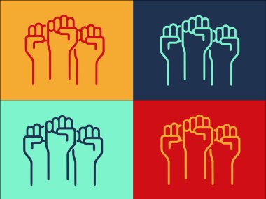 Protesto Yumrukları Logo Şablonu, Basit Düz Protesto Simgesi, Yumruk, Özgürlük
