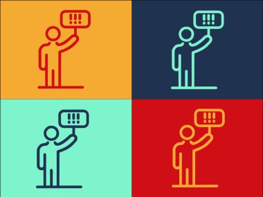 Protestocu Sancak Logosu Şablonu, Basit Düz Protesto Simgesi, Bayrak, Gösteri