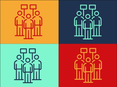 Protestocular Logo Şablonu, Basit Düz Protesto Simgesi, İnsanlar, Gösteriler