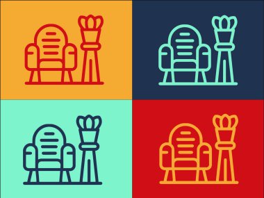 Sessiz Boşluklar Koltuk Logosu Şablonu, Koltuğun Basit Düz Simgesi, Ev, Sessiz