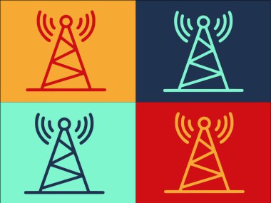 Radyo Çelik Kule Logo Şablonu, Basit Düz Teknoloji Simgesi, Çelik, Kule