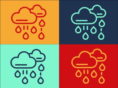 Yağmur Bulutları Logo Şablonu, Gökyüzünün Basit Düz Simgesi, Yağmur, Doğa