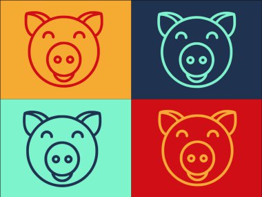 Çiftlik Domuz Logosu Şablonu, Basit Düz Çiftlik İkonası, Domuz eti, Tarım