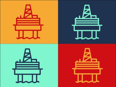 Rafineri Deniz Sondaj Şablonu, Platformun Basit Düz Simgesi, Üretim, Rafineri