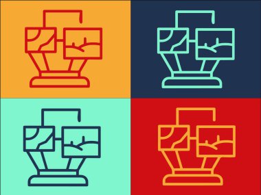 Yardım Hologramı Projeksiyon Şablonu, Teknolojinin Basit Düz Simgesi, Sanal, Hologram