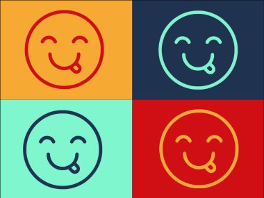 Rahatlamış Yüz Logosu Şablonu, Yüzün Basit Düz Simgesi, Mutlu İfade