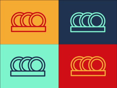 Bulaşık Evi Logosu Şablonu, Bulaşık Makinesinin Basit Düz Simgesi, Ev, Servis