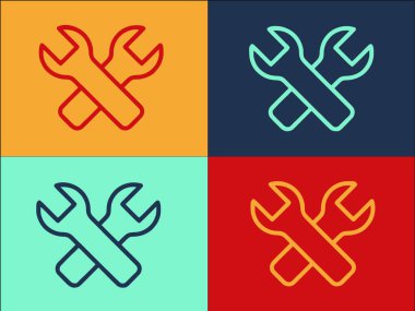 Bulaşık Makinesi Logo Şablonu, Anahtarın Basit Düz Simgesi, Bulaşık Makinası, Tamir Şablonu