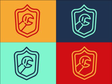 Kalkan Logo Şablonunu Onar, Basit Tamir, Kalkan, Vektör Simgesi