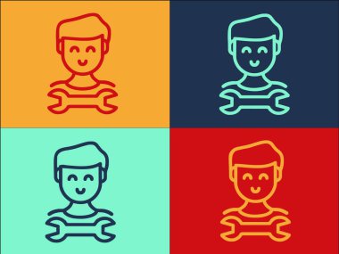 Tamirci Logo Şablonu, Basit Düz İşçi Simgesi, Tamirci, Tamirci