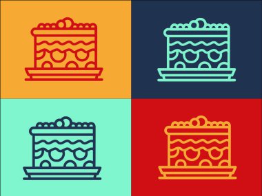 Restoran Kek Logosu Şablonu, Basit Düz Pasta Simgesi, Restoran, Tatlı