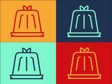 Restoran Jöleli Kek Logo Şablonu, Basit Düz Tatlı Simgesi, Jöle, Pasta