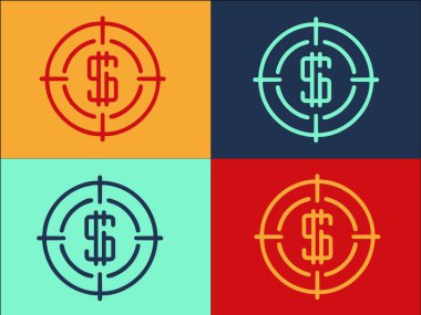 Sonuç Para Hedefi Logo Şablonu, Hedefin Basit Düz Simgesi, İş, Para