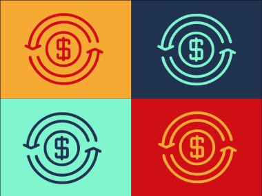 Para Logosunu İade Et Şablonu, Basit Düz Para Simgesi, Dönüş, Finansal