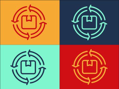 Paket Logo Şablonunu Geri Ver, Paketin Basit Düz Simgesi, Teslimat, Kutu