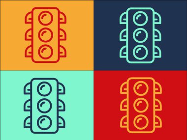 Trafik Işıkları Logo Şablonu, Basit Düz Işık Simgesi, Yol, Sokak