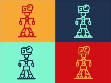 Robot Üçlü Logo Şablonu, Tripod 'un Basit Düz Simgesi, Robot, İş