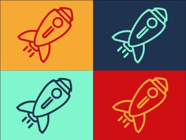 Roket Kaşif Logo Şablonu, Roketin Basit Düz Simgesi, Uzay Gemisi, Fırlatma