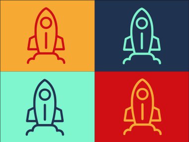 Roket Fikir Logosu Şablonu, Fikrin Basit Düz Simgesi, Konsept, Roket