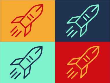 Roket Uçuş Logosu Şablonu, Roketin Basit Düz Simgesi, Uzay Gemisi, Uçuş