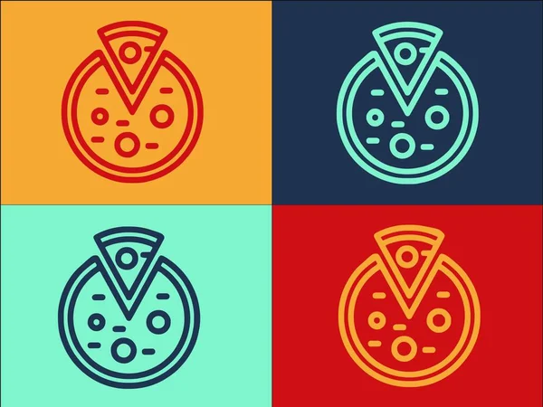 Pizza Food Logo Πρότυπο Απλό Επίπεδο Εικονίδιο Των Τροφίμων Πίτσα — Διανυσματικό Αρχείο