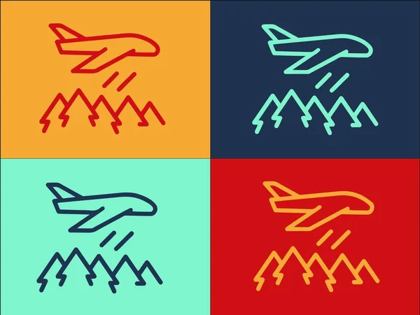 Шаблон Логотипа Пожарного Самолета Простая Плоская Икона Самолета Огня Самолета — стоковый вектор