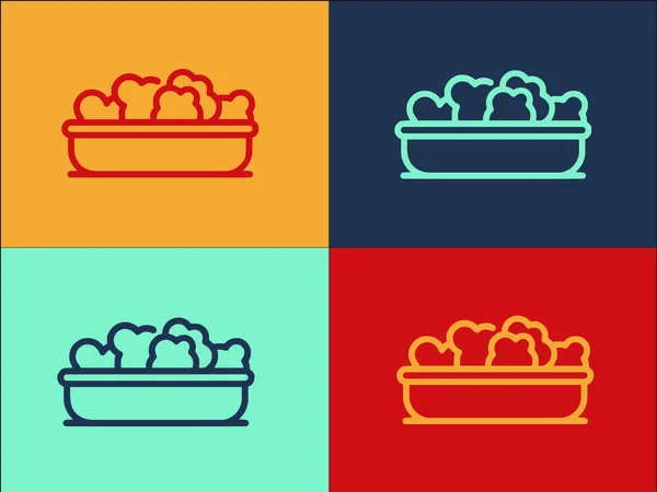 Popcorn Bowl Logo Template Simple Flat Icon Snack Popcorn White — Stock Vector