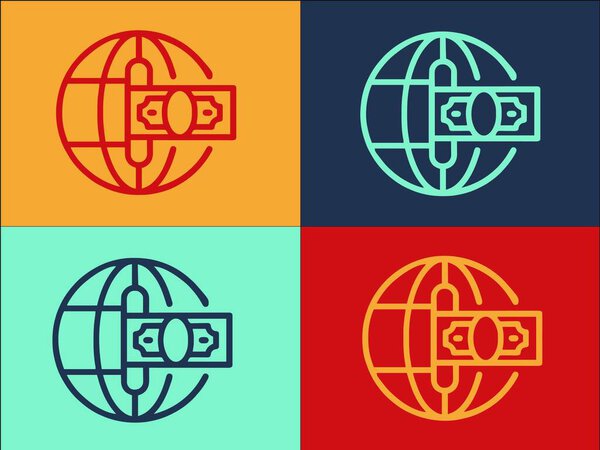 Premium Global Money Transfer Logo Template, Simple Flat Icon Of Icon, Vector, Money