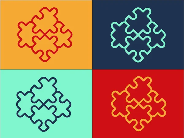 Puzzle Connection Logo Template Simple Flat Icon Puzzle Connection Jigsaw — 스톡 벡터