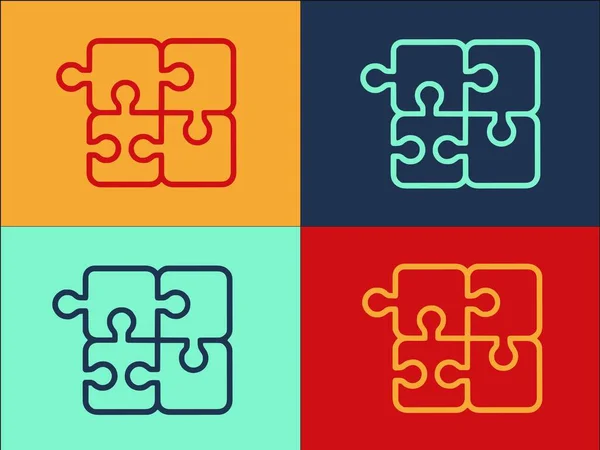 Plantilla Logotipo Rompecabezas Icono Plano Simple Jigsaw Pieza Puzzle — Archivo Imágenes Vectoriales