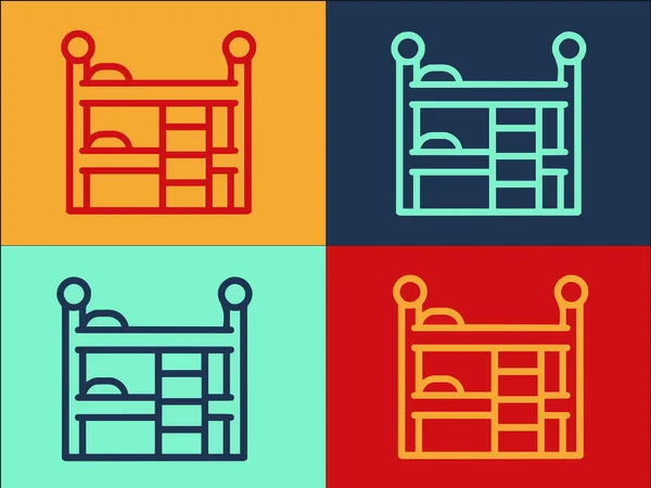 Plantilla Logotipo Litera Espacios Silenciosos Icono Plano Simple Cama Horas — Vector de stock