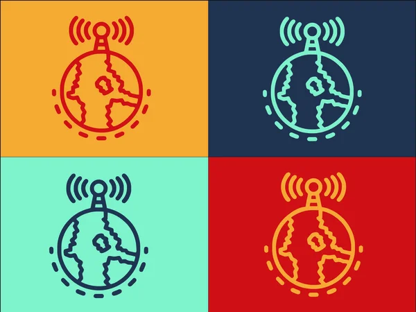 Szablon Logo Radio Global Tower Prosta Płaska Ikona Bezprzewodowego Połączenie — Wektor stockowy