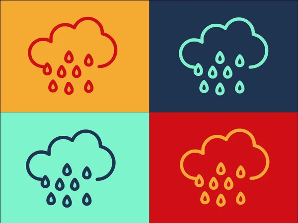 Deszcz Krople Cloud Logo Szablon Prosta Płaska Ikona Deszcz Chmura — Wektor stockowy