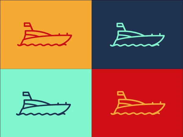 Рятувальний Корабель Logo Template Simple Flat Icon Rescue Boat Water — стоковий вектор