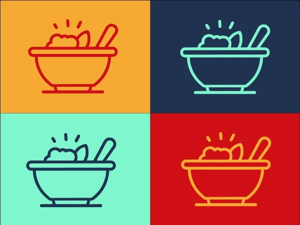 Modèle Logo Bol Nourriture Restaurant Icône Plate Simple Nourriture Dîner — Image vectorielle