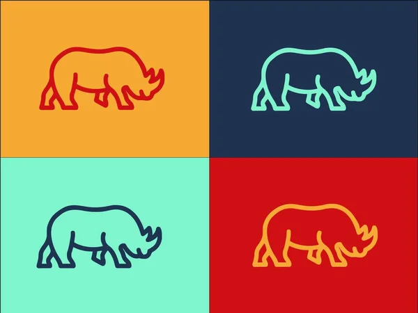 Nashorn Logo Vorlage Einfache Flache Ikone Der Tierwelt Tier Natur — Stockvektor