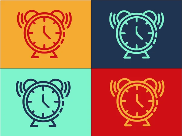 Modelo Logotipo Relógio Despertador Toque Ícone Liso Simples Relógio Tempo — Vetor de Stock