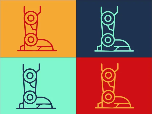 Szablon Logo Stopy Robota Prosta Płaska Ikona Robota Technologia Maszyna — Wektor stockowy