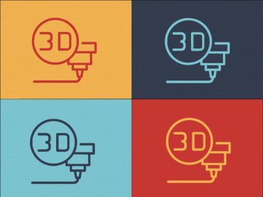 3d biyo yazdırma renkli simge seti 