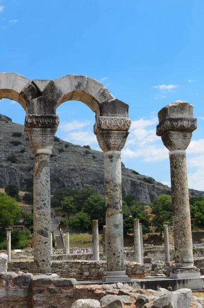 Columnas en la basílica cristiana de Filipos — Foto de Stock